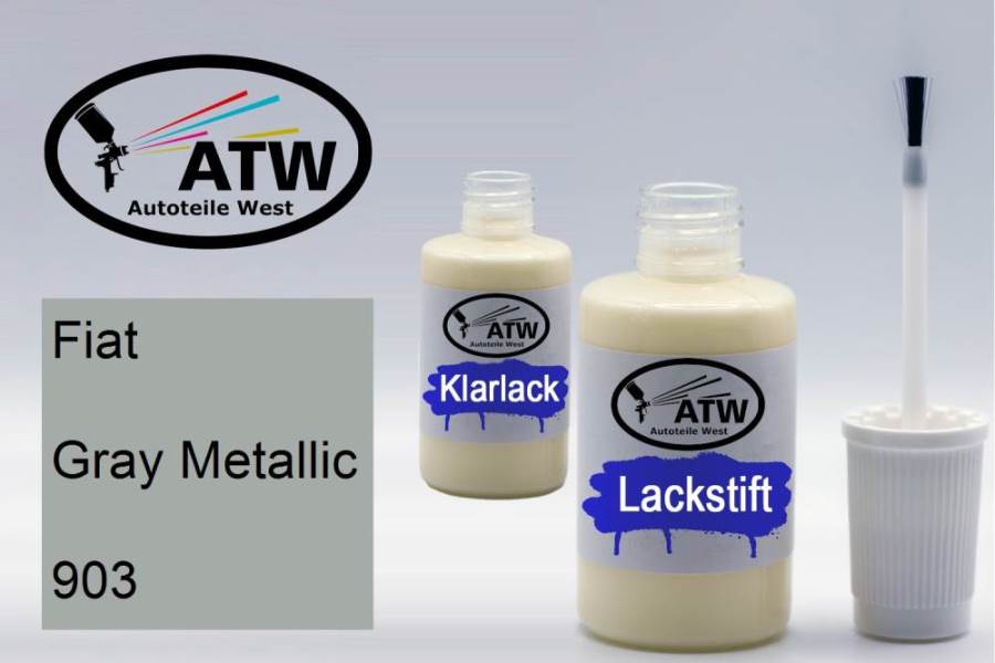 Fiat, Gray Metallic, 903: 20ml Lackstift + 20ml Klarlack - Set, von ATW Autoteile West.